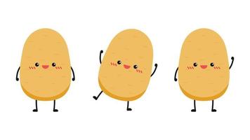 Potatoes vector illustration. Isolated white background. Potato slice vector. Potato character design.