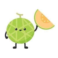 Melon character design. melon on white background. Melon cartoon. vector