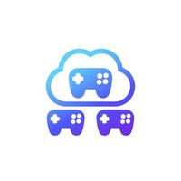 icono de juegos en la nube con controladores de juegos y nubes, gamepads vector