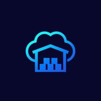 Cloud platform for warehouse icon, vector