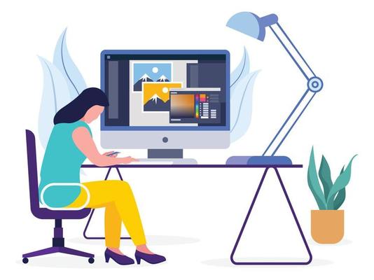 Female Graphic Designer Working on laptop