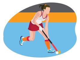 Female hockey player illustration vector