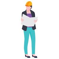 Construction architect engineer worker illustration. vector