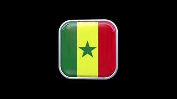 3D-Senegal-Flaggenquadrat-Symbolanimation transparenter Hintergrund kostenloses Video