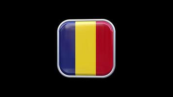 3d rumänien flagga fyrkant ikon animering transparent bakgrund fri video