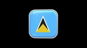 3D St. Lucia Flagge quadratisches Symbol Animation transparenter Hintergrund kostenloses Video