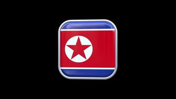 3d North Korea Flag Square Icon Animation Transparent Background Free Video