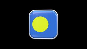3D-Palau-Flaggenquadrat-Symbolanimation, transparenter Hintergrund, kostenloses Video