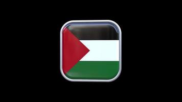 Animação de ícone quadrado de bandeira da Palestina 3D fundo transparente vídeo grátis video