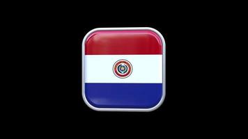 3d paraguay flagga fyrkant ikon animering transparent bakgrund fri video