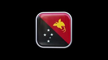 3d papua ny guinea flagga fyrkant ikon animering transparent bakgrund fri video