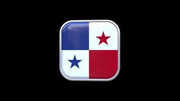 3D-Panama-Flaggenquadrat-Symbolanimation transparenter Hintergrund kostenloses Video
