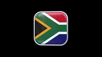 3d South Africa Flag Square Icon Animation Transparent Background Free Video