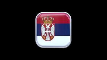 3d serbia flagga fyrkant ikon animering transparent bakgrund fri video