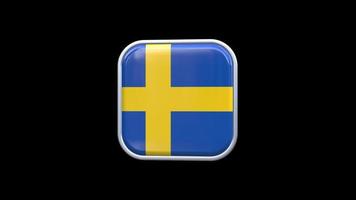 3d Sweden Flag Square Icon Animation Transparent Background Free Video