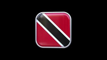 3d Trinidad and Tobago Flag Square Icon Animation Transparent Background Free Video