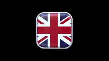 3d United Kingdom Flag Square Icon Animation Transparent Background Free Video