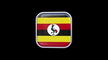 3d bandera de uganda icono cuadrado animación fondo transparente video gratis