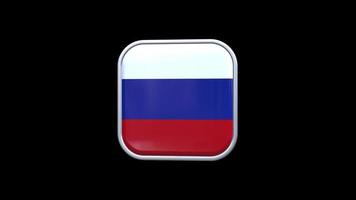 3d ryssland flagga fyrkant ikon animering transparent bakgrund fri video