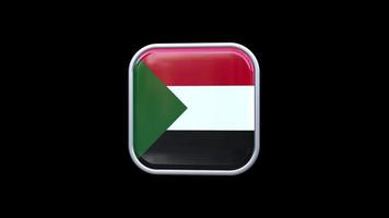 3D-Sudan-Flaggenquadrat-Symbolanimation transparenter Hintergrund kostenloses Video