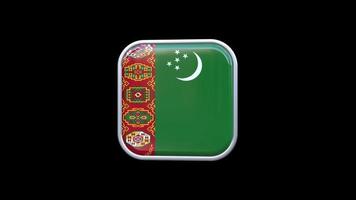 3d bandera de turkmenistán icono cuadrado animación fondo transparente video gratis