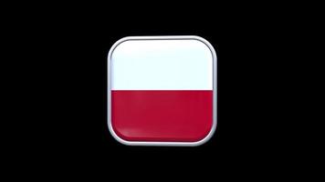 3d polen flagga fyrkant ikon animering transparent bakgrund fri video