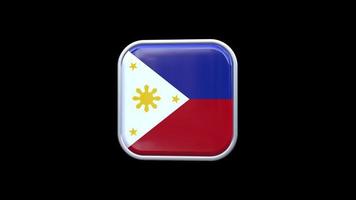 3d philippines drapeau carré icône animation fond transparent vidéo gratuite video