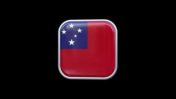 Animación de icono cuadrado de bandera de samoa 3d fondo transparente video gratis