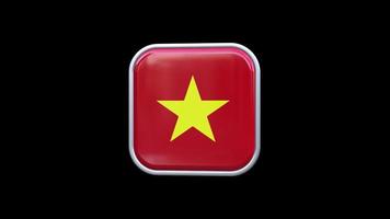 3d Vietnam vlag plein icoon animatie transparant achtergrond vrij video