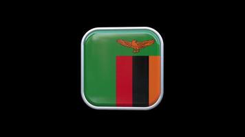 3d Zambia Flag Square Icon Animation Transparent Background Free Video