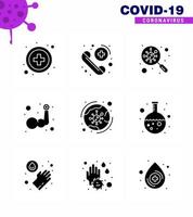 9 Solid Glyph Black Set of corona virus epidemic icons such as worldwide muscle find hand layer viral coronavirus 2019nov disease Vector Design Elements