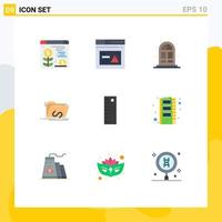 Mobile Interface Flat Color Set of 9 Pictograms of measure software home internet exploit Editable Vector Design Elements