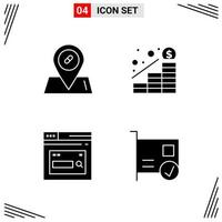 4 Icons Solid Style Grid Based Creative Glyph Symbols for Website Design Simple Solid Icon Signs Isolated on White Background 4 Icon Set vector