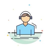 Engineer headphones listen meloman music Flat Color Icon Vector