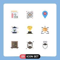 9 Creative Icons Modern Signs and Symbols of award energy location economic battery Editable Vector Design Elements
