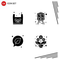 Collection of 4 Vector Icons in solid style Pixle Perfect Glyph Symbols for Web and Mobile Solid Icon Signs on White Background 4 Icons