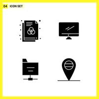 4 Icon Set Simple Solid Symbols Glyph Sign on White Background for Website Design Mobile Applications and Print Media vector