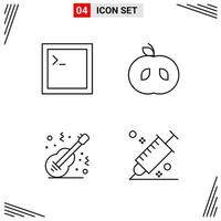 4 Icons Line Style Grid Based Creative Outline Symbols for Website Design Simple Line Icon Signs Isolated on White Background 4 Icon Set Creative Black Icon vector background