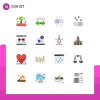 User Interface Pack of 16 Basic Flat Colors of setting laptop medical window promote Editable Pack of Creative Vector Design Elements