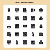 Solid 25 Device And Development Icon set. Vector Glyph Style Design Black Icons Set. Web and Mobile Business ideas design Vector Illustration.