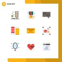 Group of 9 Flat Colors Signs and Symbols for email tablet prize online ad Editable Vector Design Elements