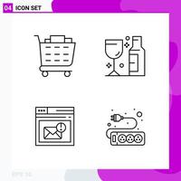 Line Icon set Pack of 4 Outline Icons isolated on White Background for Web Print and Mobile Creative Black Icon vector background