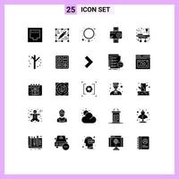 25 Universal Solid Glyphs Set for Web and Mobile Applications autumn stretcher pearl medical equipment video Editable Vector Design Elements