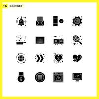 Pictogram Set of 16 Simple Solid Glyphs of cooking profile letter management complete Editable Vector Design Elements