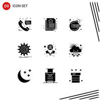 Pack of 9 creative Solid Glyphs of people progress debt process data Editable Vector Design Elements