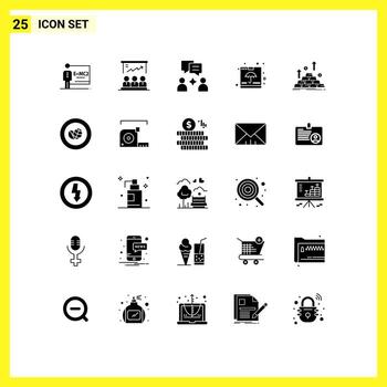 25 Universal Solid Glyphs Set for Web and Mobile Applications gold insurance marketing fragile box Editable Vector Design Elements
