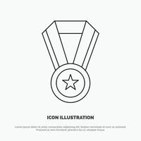 logro educación medalla línea icono vector