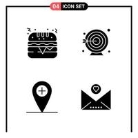 Set of 4 Solid Style Icons for web and mobile Glyph Symbols for print Solid Icon Signs Isolated on White Background 4 Icon Set vector