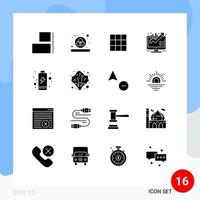 16 Universal Solid Glyphs Set for Web and Mobile Applications healthcare electric basic charging growth Editable Vector Design Elements