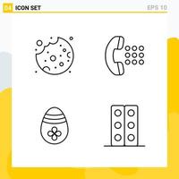 Collection of 4 Universal Line Icons Icon Set for Web and Mobile vector